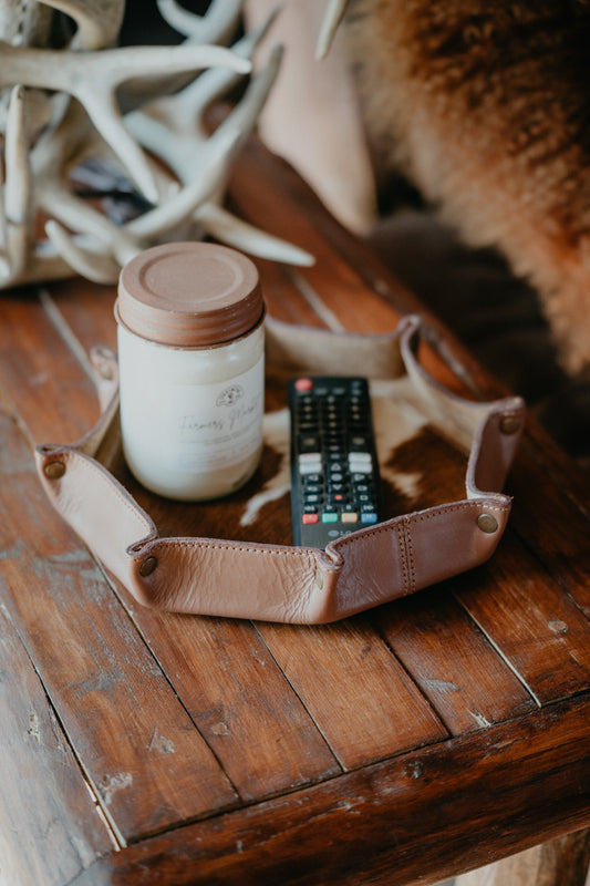 Leather Tray with Cowhide Bottom and Stud Accents (4 options)