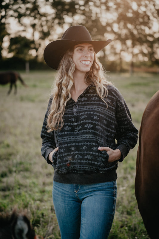 'Phoebe' Aztec Print 1/4 Zip Pullover (XS-XXL)