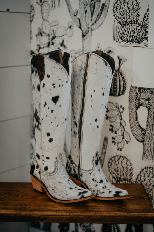 {Size 7.5, Regular Calf Width} 'Granizo Cafe' Tall Cowhide Boots by Liberty Black