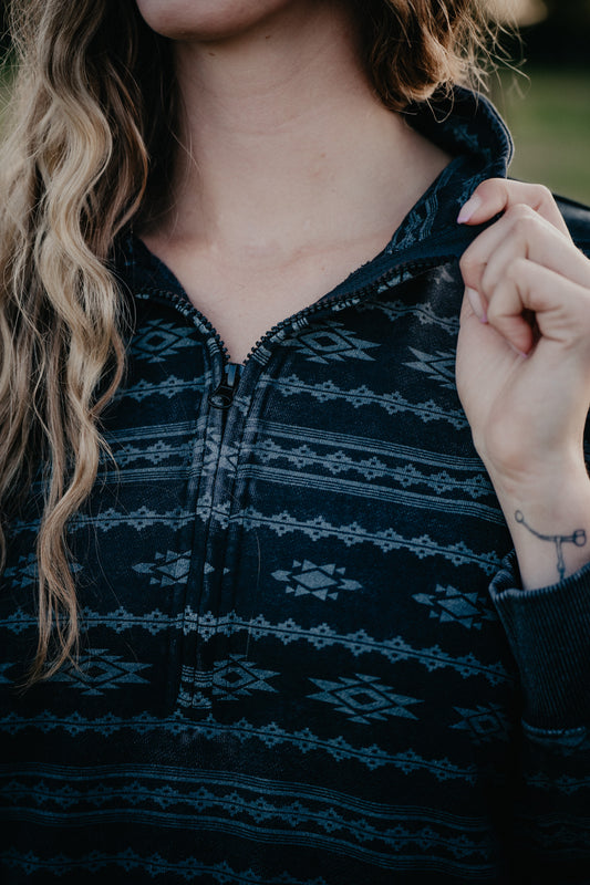 'Phoebe' Aztec Print 1/4 Zip Pullover (XS-XXL)
