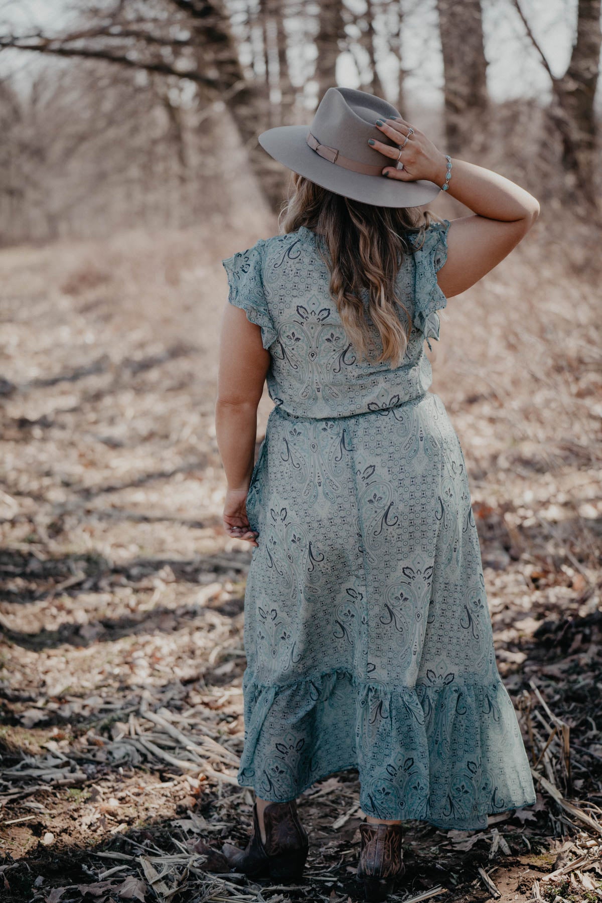 'Ezmeralda' Green Paisley Print Dress by Tasha Polizzi (L & XL Only)