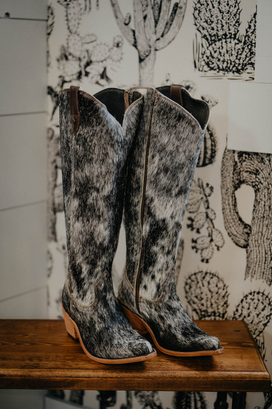 {Size 7.5, WIDE Calf Width} 'Granizo Cafe' Tall Cowhide Boots by Liberty Black