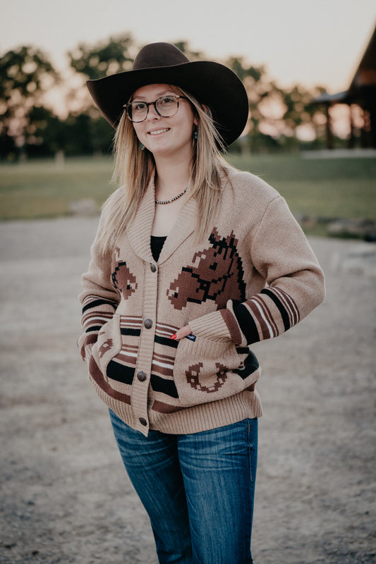 'Winnie' Women's Horse Tan Cardigan (S-XXL)