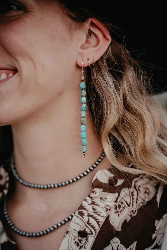 Turquoise Nugget Dangle Statement Earring
