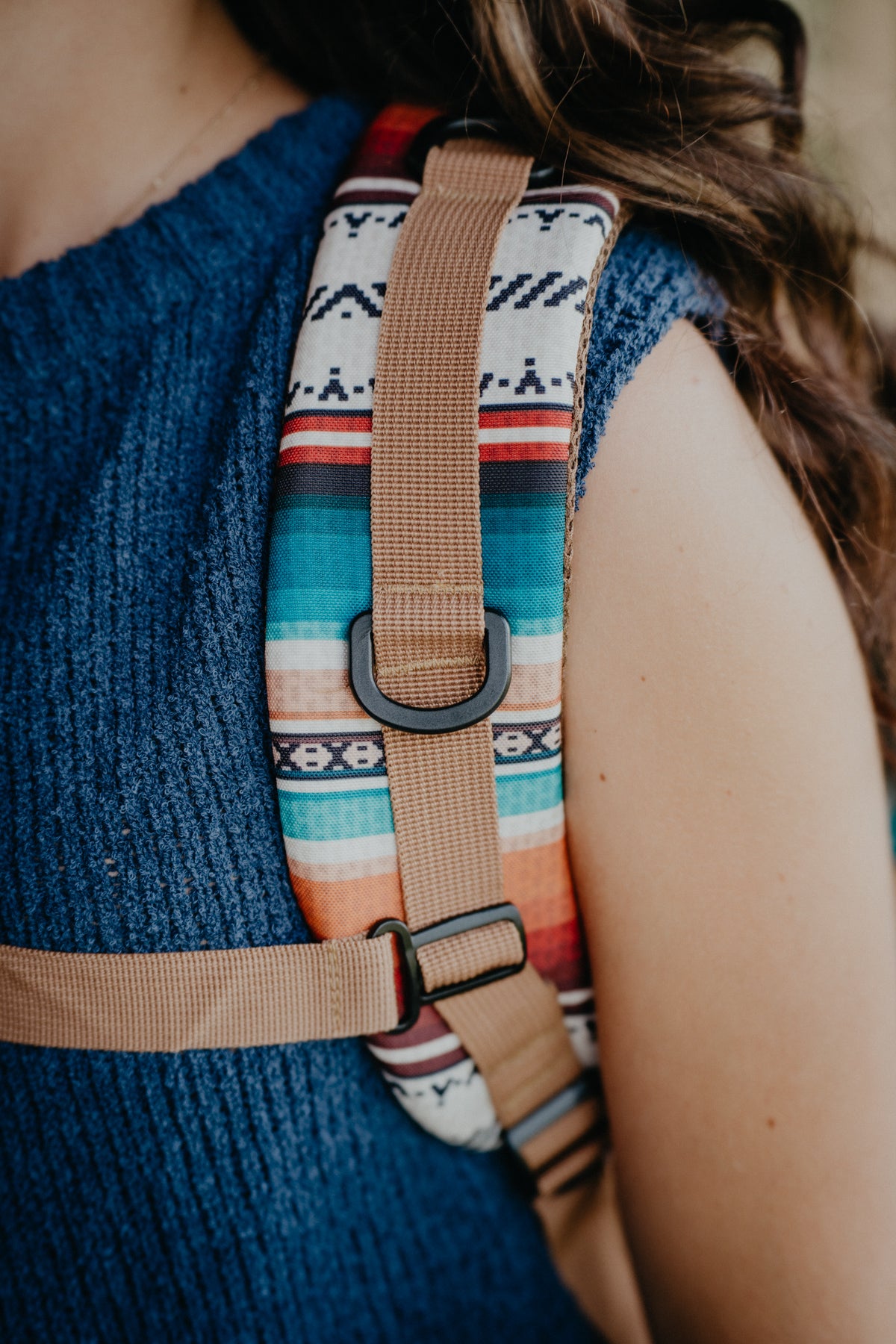 'Mule' Hooey Backpack Teal/Tan with Serape Pattern Accents