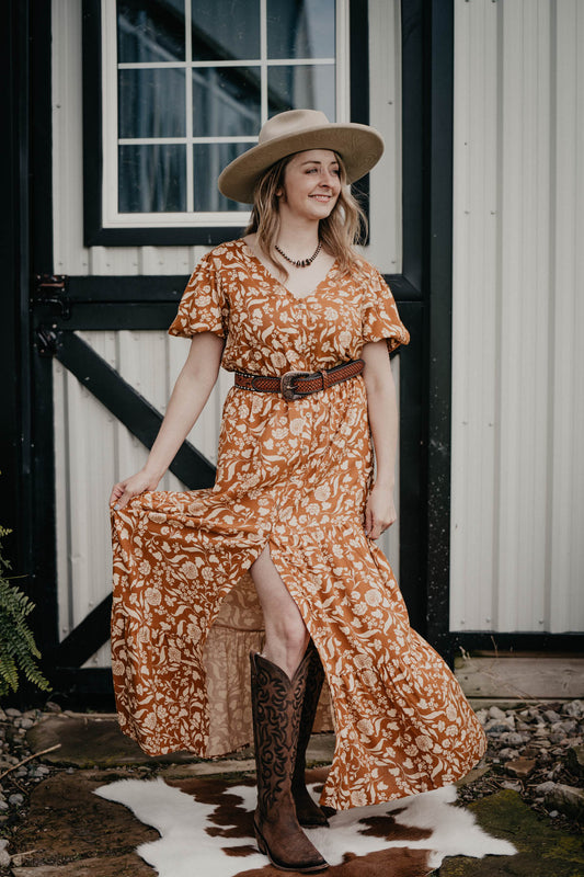 'Catalina' Mustard Floral Maxi Dress (S - XXL)