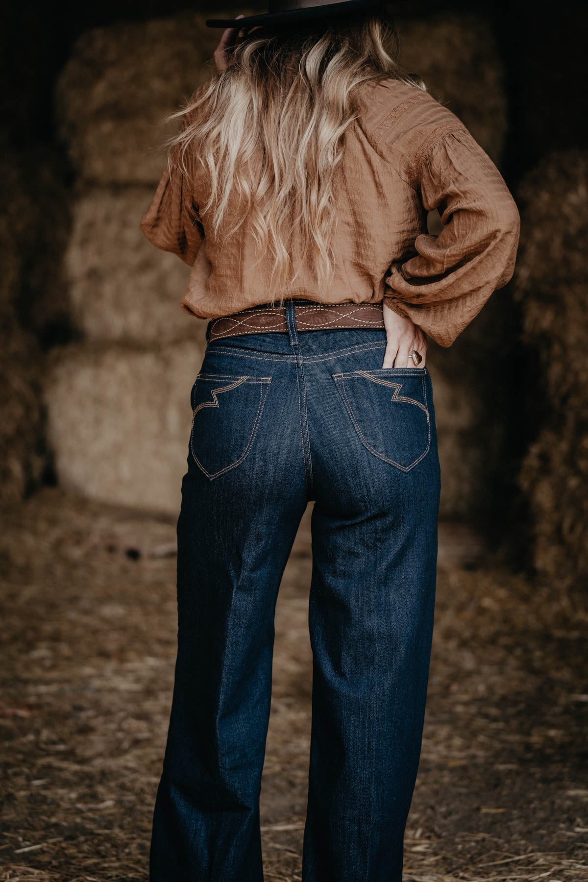 'Jolene' Ultra High Rise Wide Leg Jean by Ariat with Bootstitch Detail