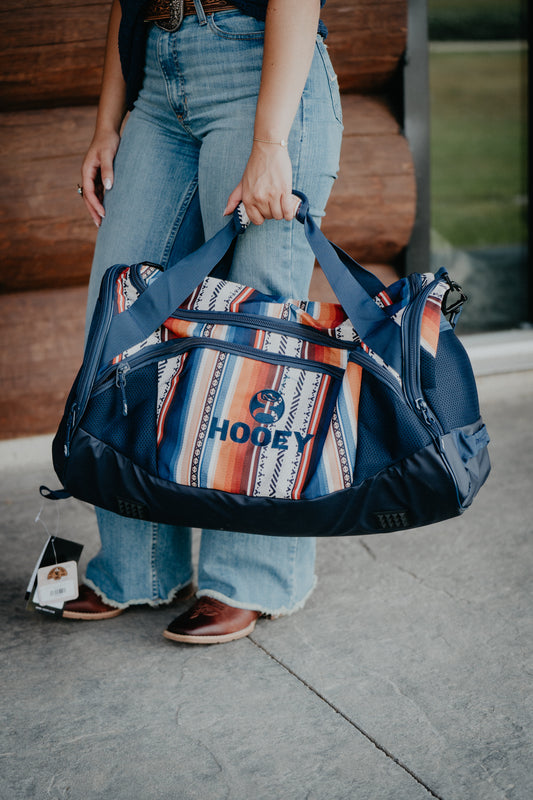 'Competitor' Hooey Navy Duffle Bag with Serape Pattern Accents