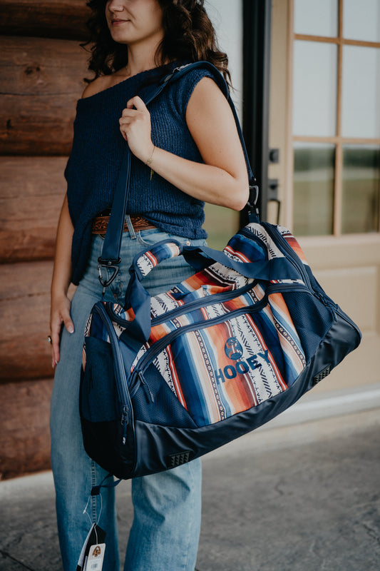 'Competitor' Hooey Navy Duffle Bag with Serape Pattern Accents
