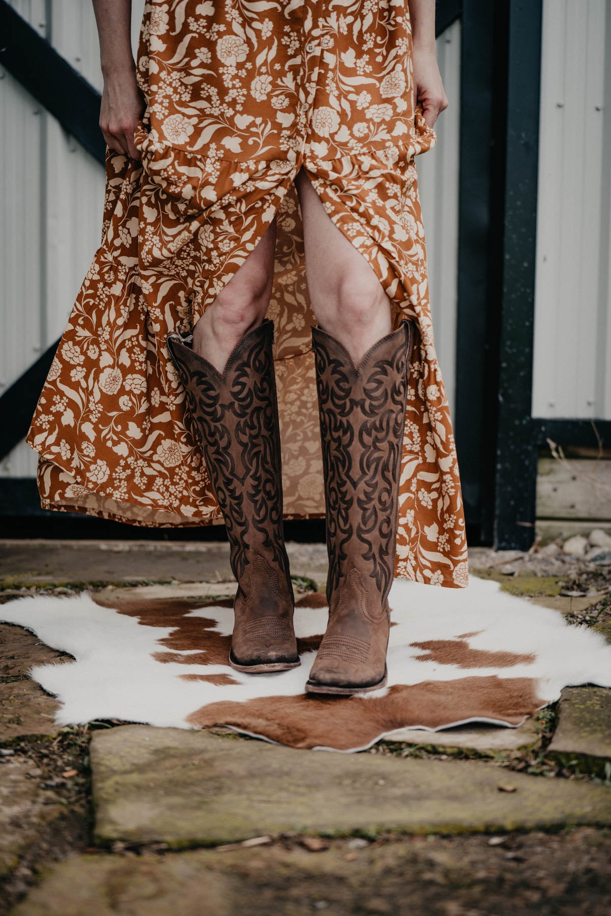 "Allie" Tall BROWN Leather Boots by Liberty Black {B/Regular Calf Width}