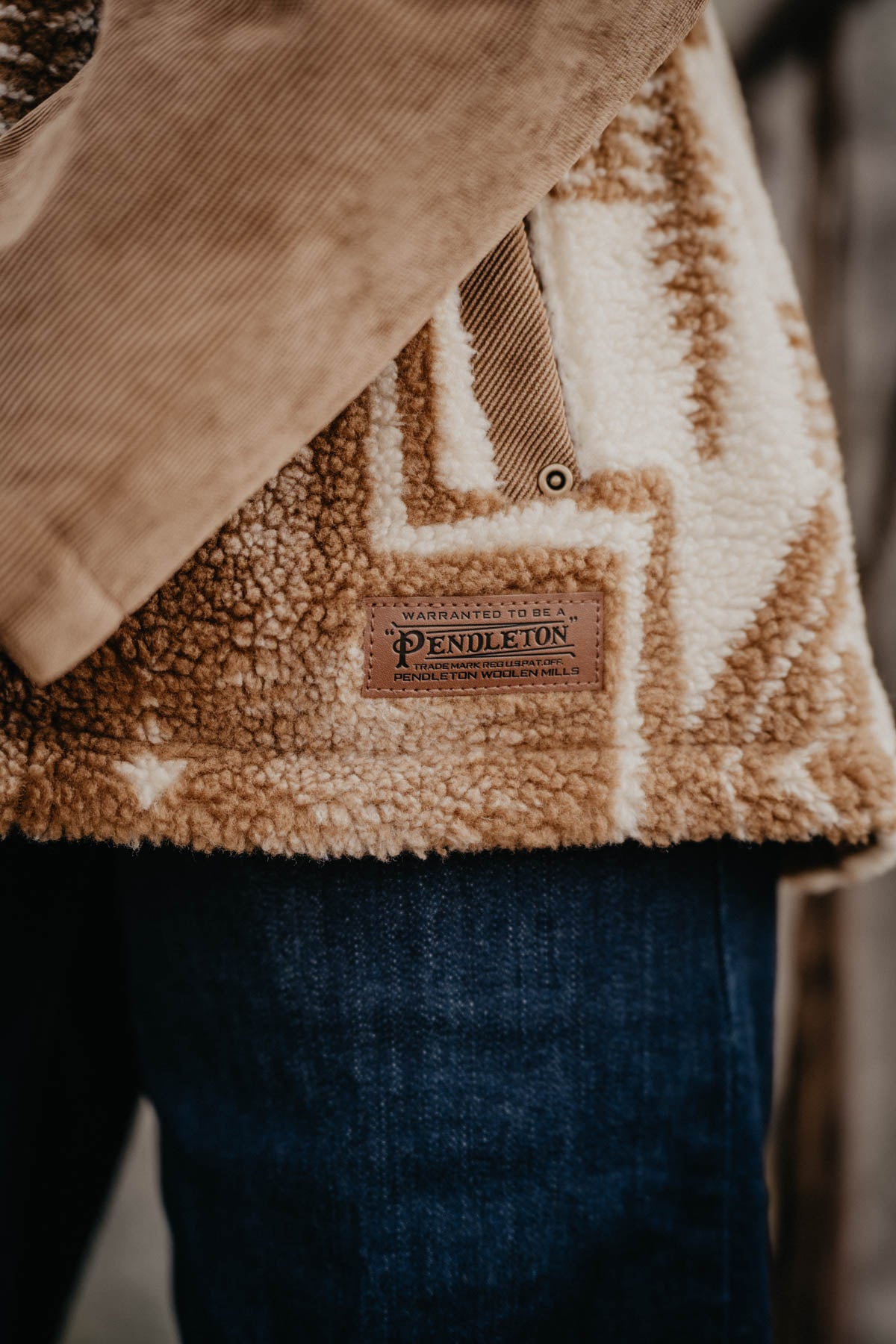 'Blanca' Berber & Corduroy Hooded Pendleton Jacket (XS - XL)