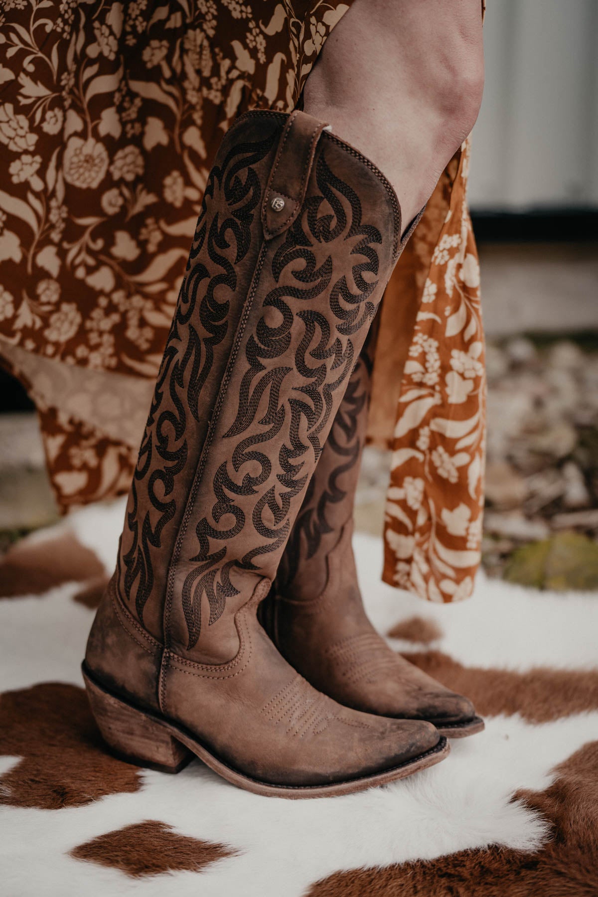 "Allie" Tall BROWN Leather Boots by Liberty Black {B/Regular Calf Width}