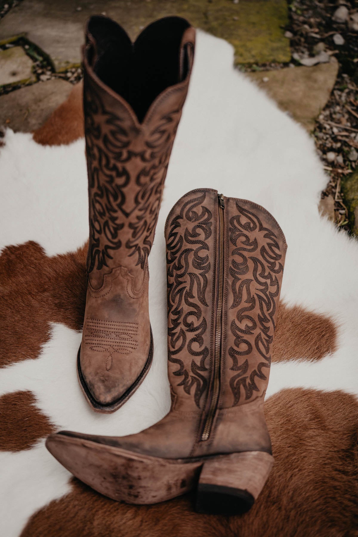 "Allie" Tall BROWN Leather Boots by Liberty Black {B/Regular Calf Width}