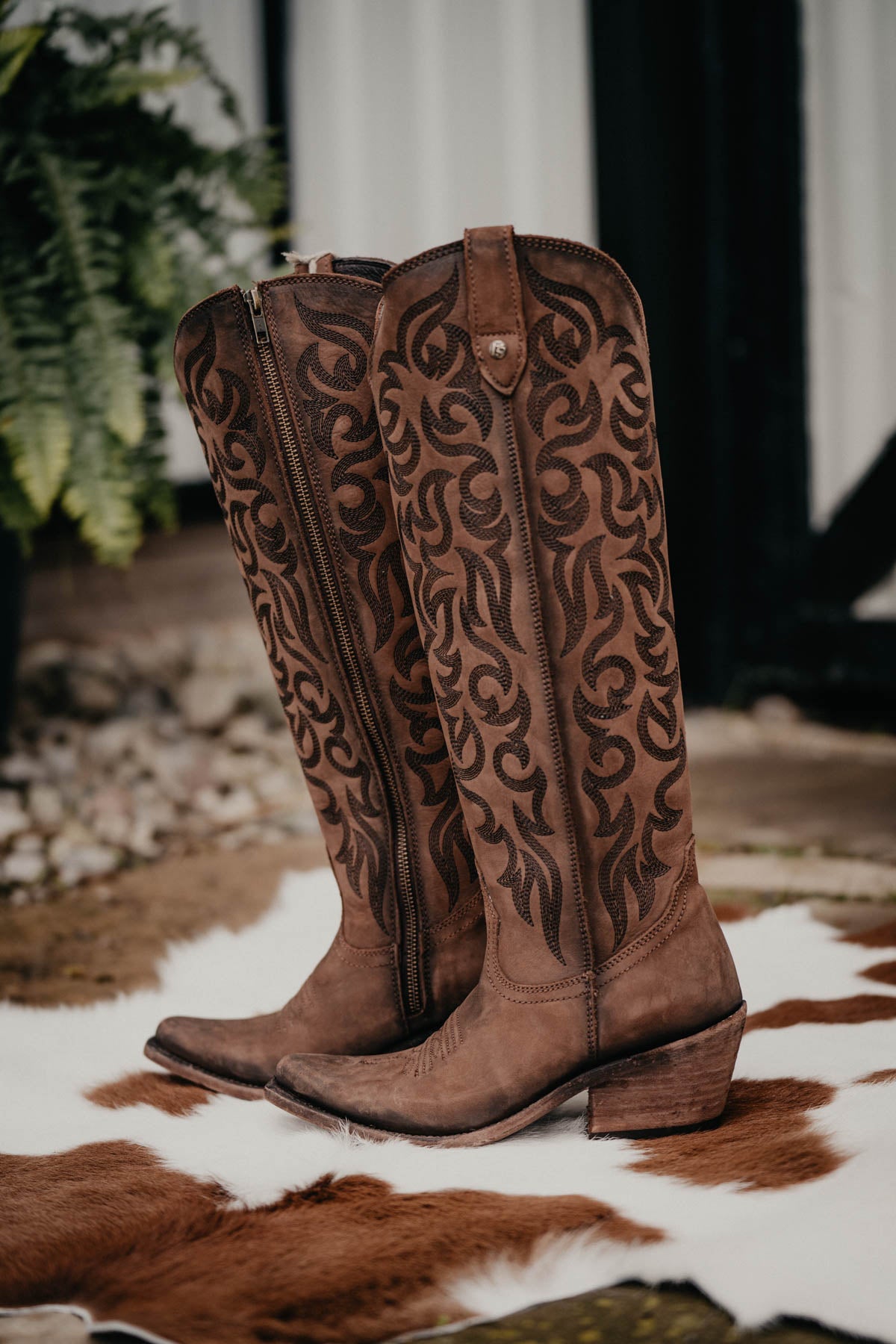 "Allie" Tall BROWN Leather Boots by Liberty Black {B/Regular Calf Width}