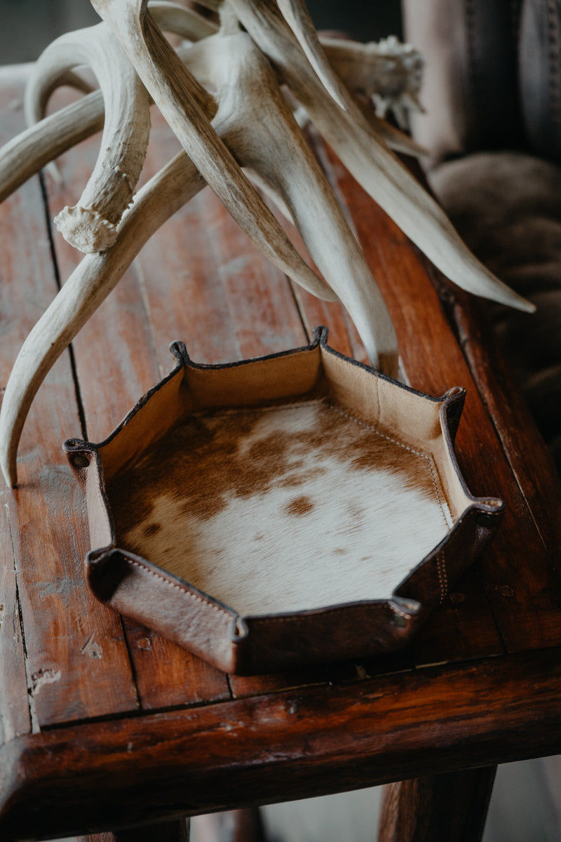 Leather Tray with Cowhide Bottom and Stud Accents (4 options)