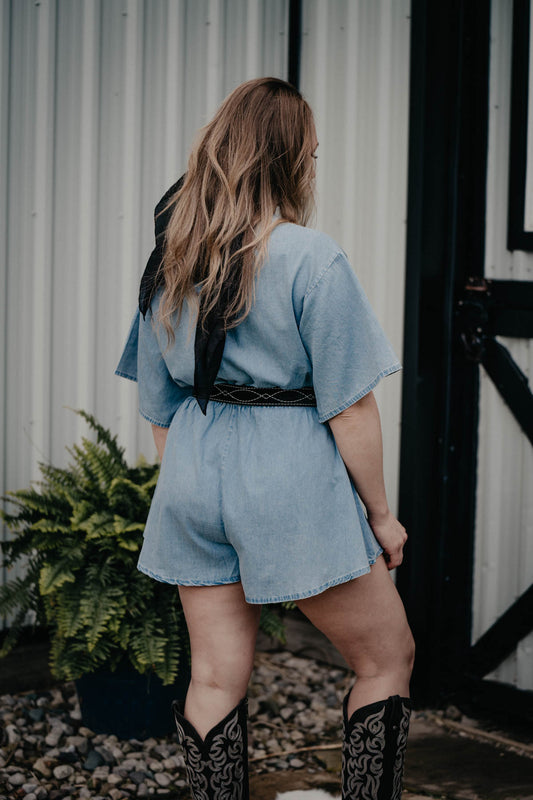 'Aurora' Hooey Denim Romper (M-XL)