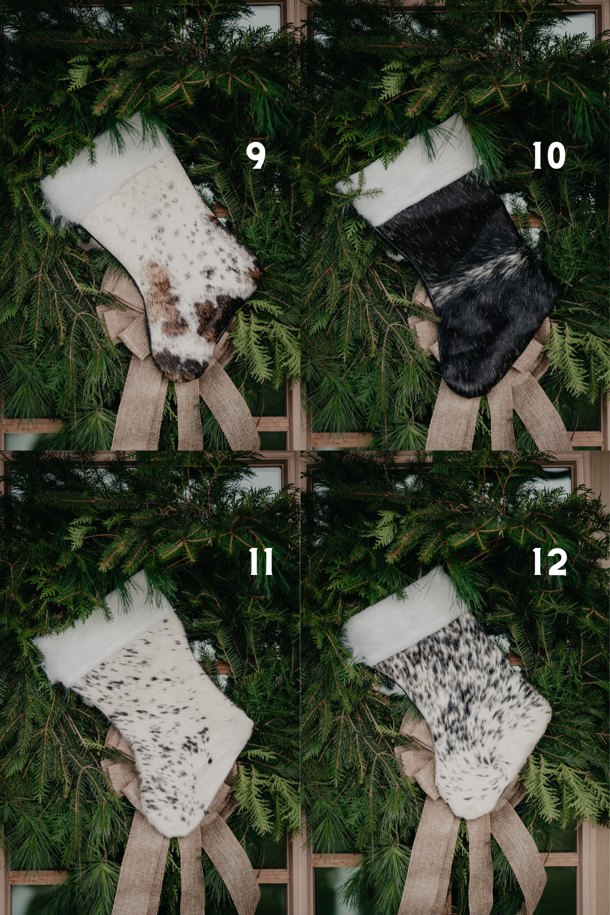 Handmade Cowhide Christmas Stockings