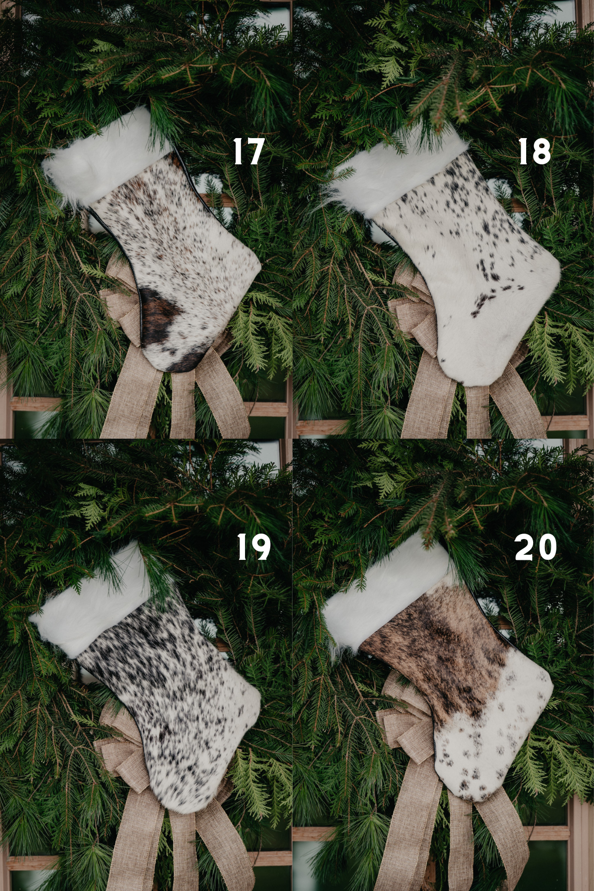 Handmade Cowhide Christmas Stockings