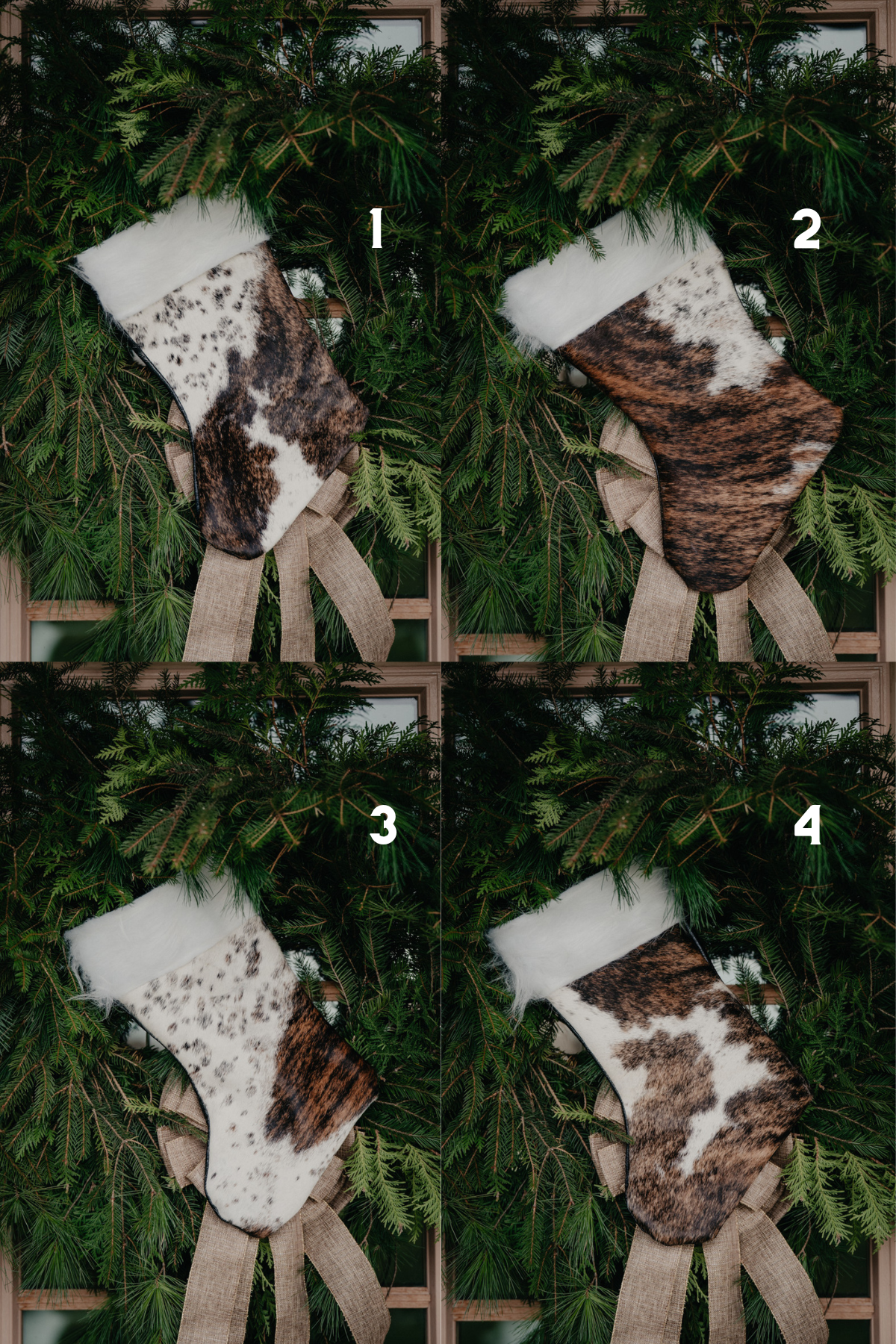 Handmade Cowhide Christmas Stockings