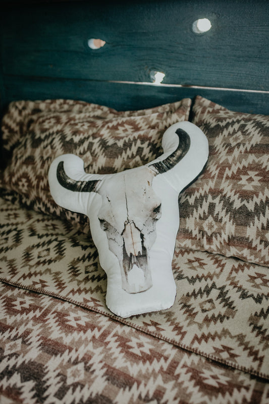Handmade Novelty Steer Skull Pillow