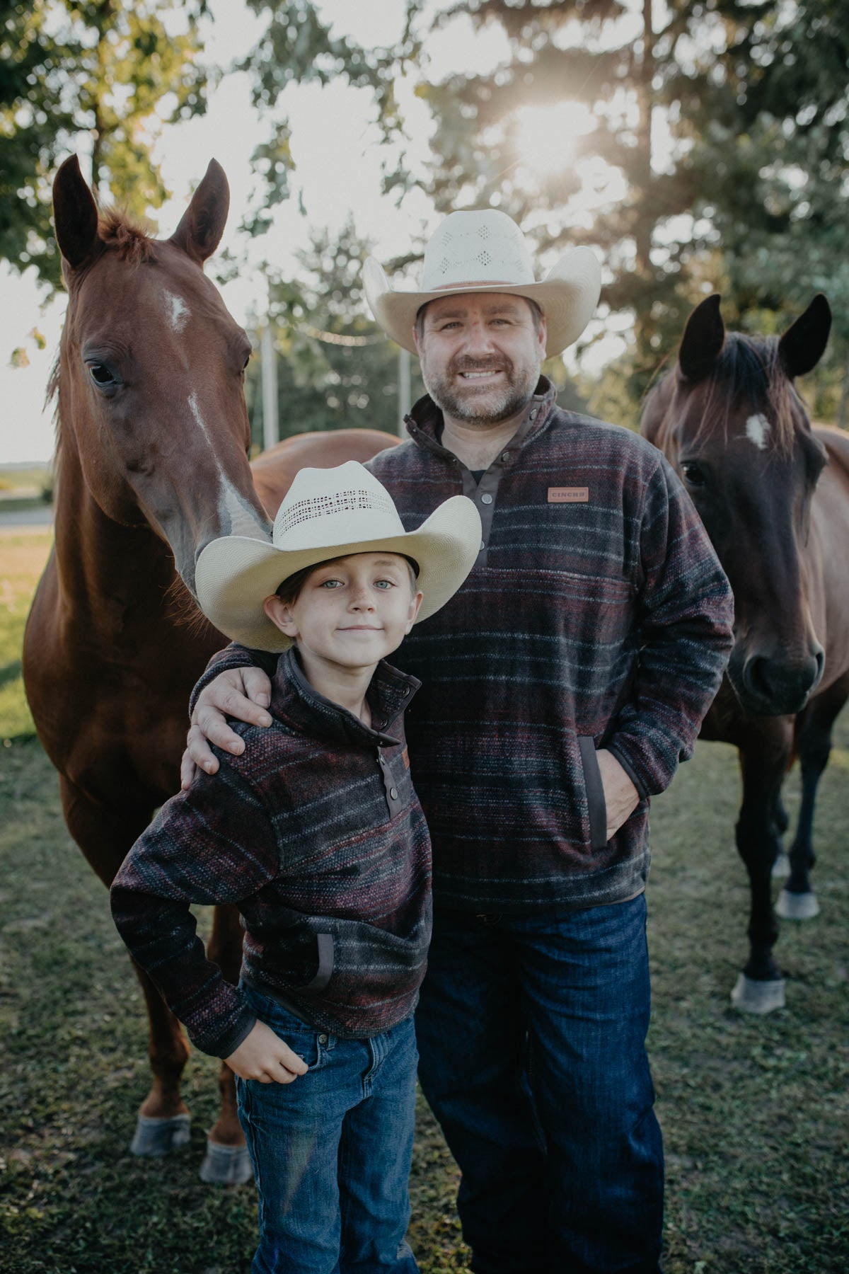 'Jr Buckhorn' Boy's CINCH Brown/Maroon/Black Fleece Pullover (XS - XL)