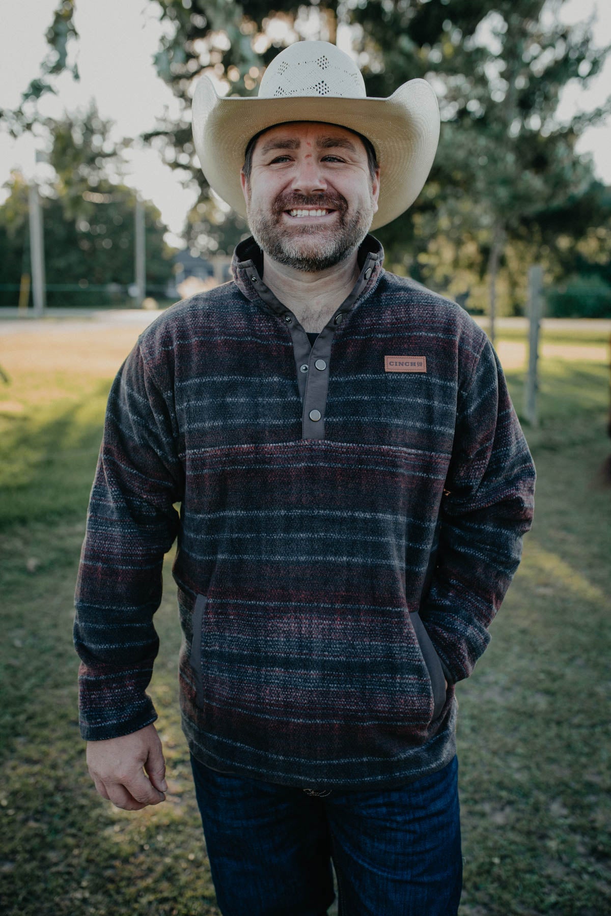 'Buckhorn' Men's Brown/Maroon/Black CINCH Fleece Pullover (XS - XXL)