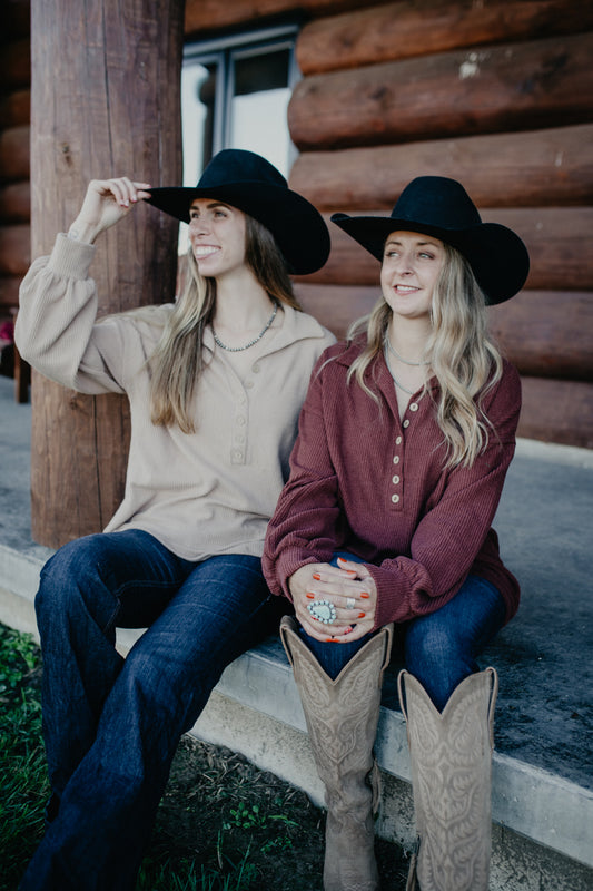 'Brynlee' Solid Ribbed Long Sleeve Shirt (2 Colour-way: S-L)