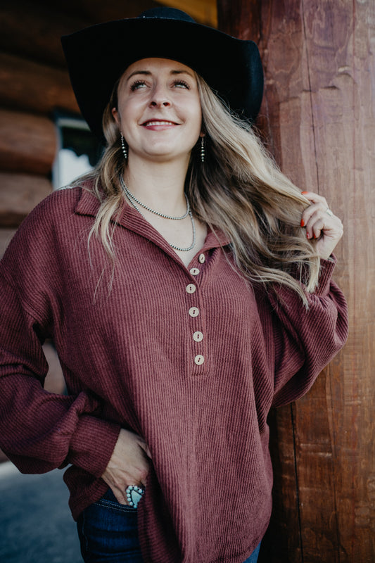 'Brynlee' Solid Ribbed Long Sleeve Shirt (2 Colour-way: S-L)