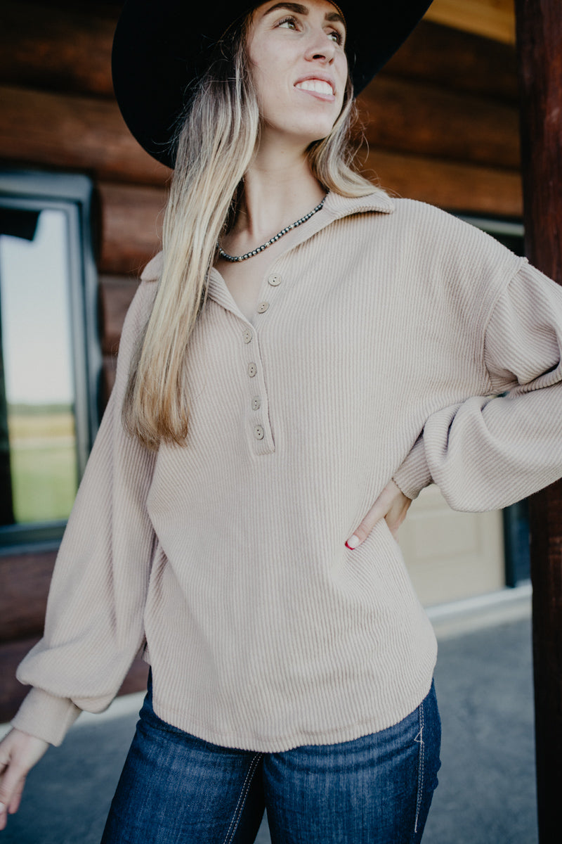 'Brynlee' Solid Ribbed Long Sleeve Shirt (2 Colour-way: S-L)