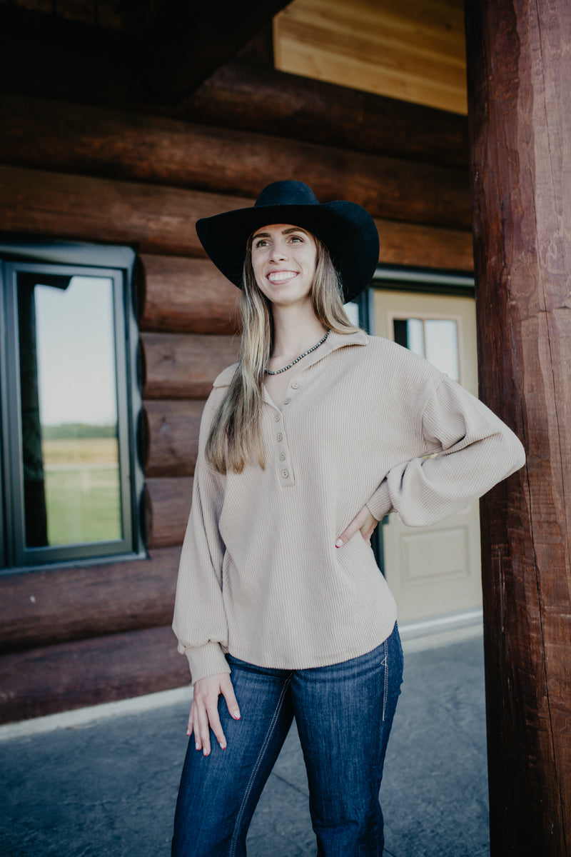 'Brynlee' Solid Ribbed Long Sleeve Shirt (2 Colour-way: S-L)