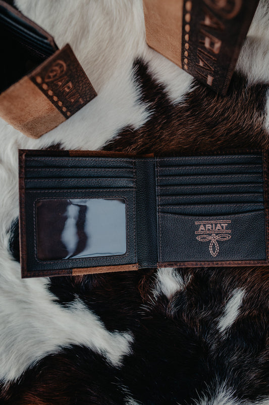 Ariat Roughout & Croc Leather Bifold Wallet