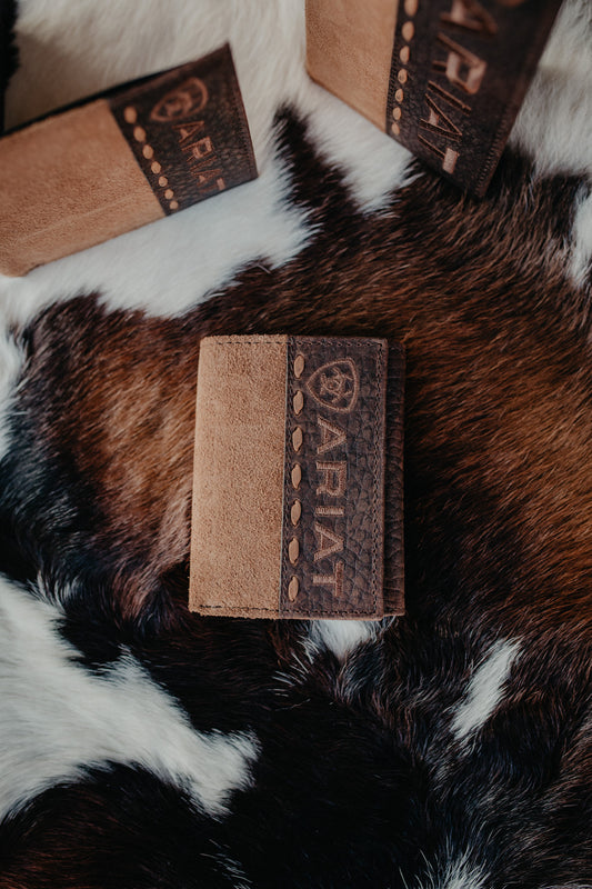 Ariat Roughout & Croc Leather Trifold Wallet