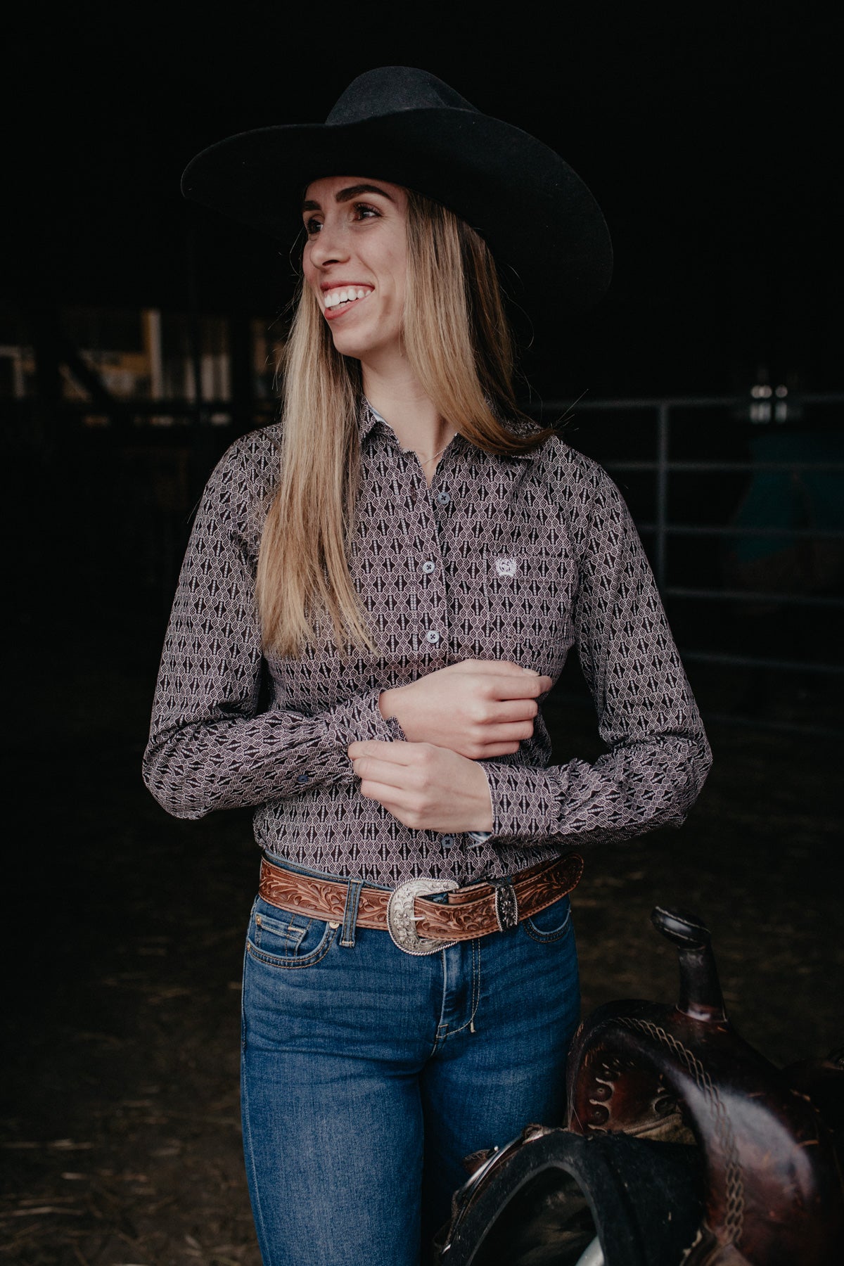 'Brooklyn' Brown & Powder Blue Women's CINCH Shirt (XS-XXL)