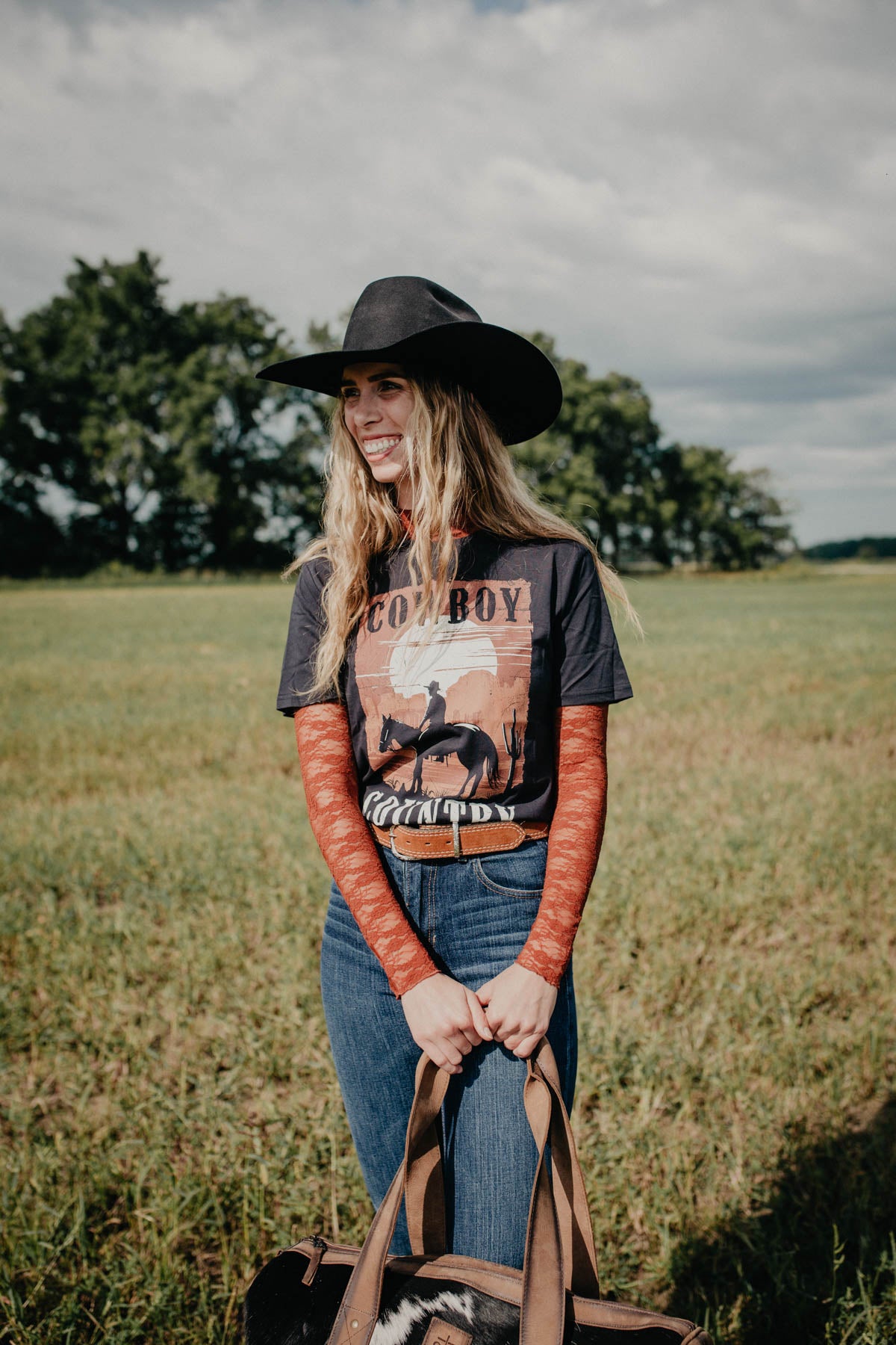 'Cowboy Country' Women's Black Graphic T (XS - XXL) by Cruel Denim