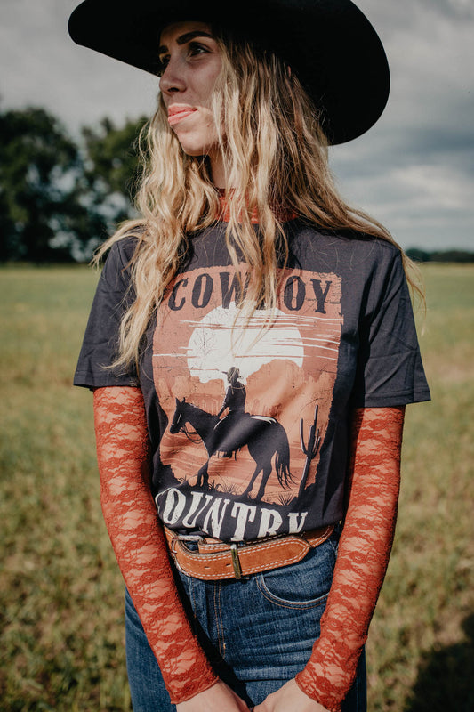 'Cowboy Country' Women's Black Graphic T (XS - XXL) by Cruel Denim