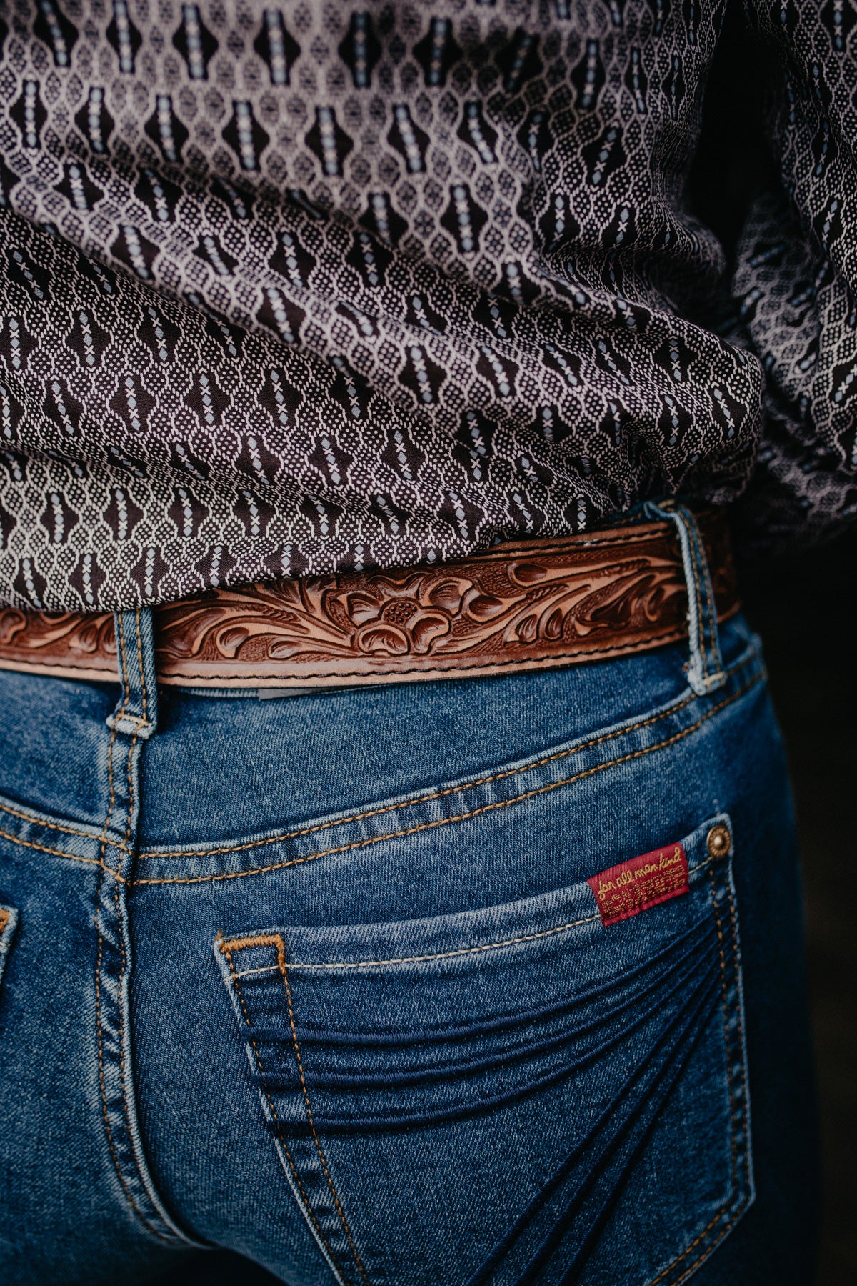 Pecan Vintage Floral Tooled Belt (Sizes 30-44)