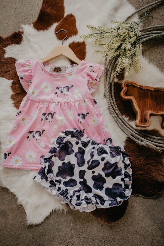Pink Cow Daisy Girls Set (18/24M to 7/8 Years)