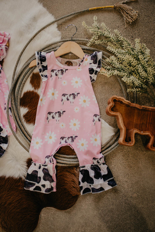 Pink Cow Daisy Infant Romper (0-6M to 12-18M)