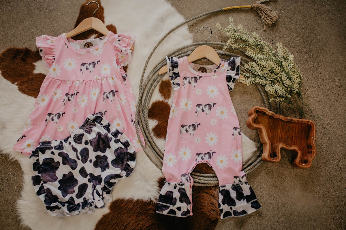 Pink Cow Daisy Girls Set (18/24M to 7/8 Years)