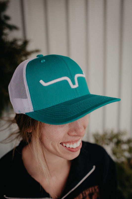 Kimes Ranch Weekly Trucker Hat - Teal / White