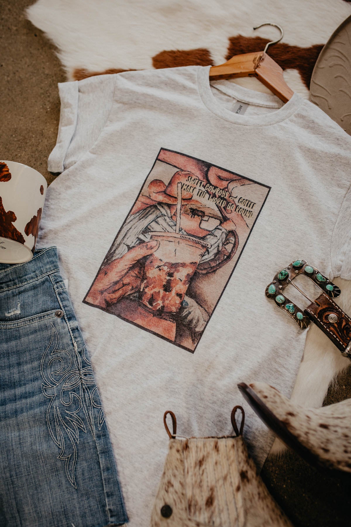 Sweet Cowboys & Coffee Make the World Go Round Graphic T (S - XXL)