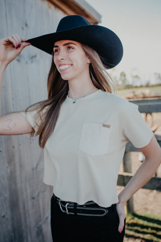 'Stella' Ariat Oyster Boot Stitch Pocket Tee (XS-XXL)
