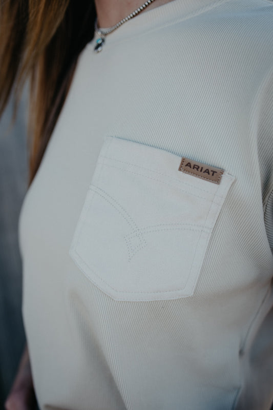 'Stella' Ariat Oyster Boot Stitch Pocket Tee (XS-XXL)