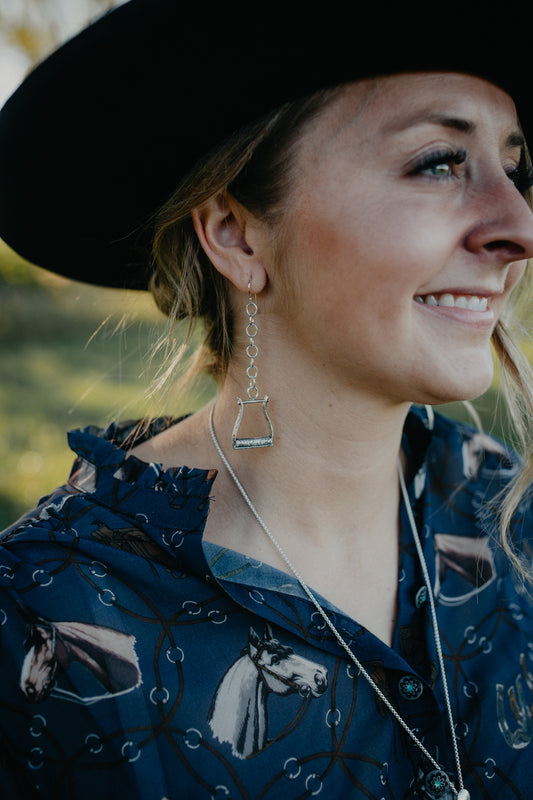 Tooled Silver 'Stirrup' Earrings