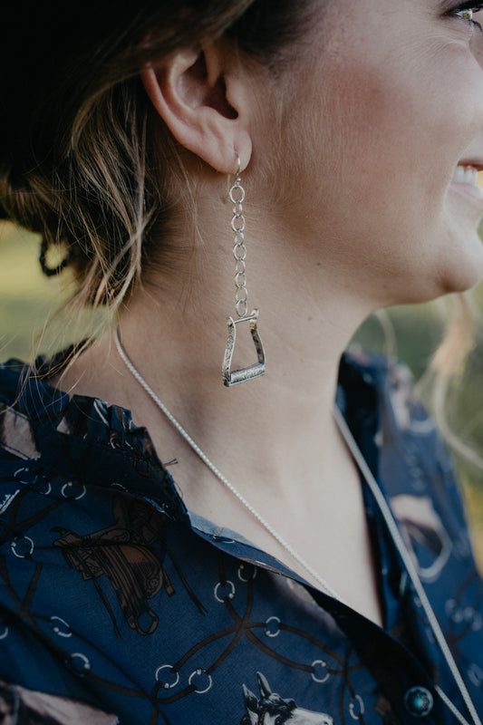 Tooled Silver 'Stirrup' Earrings