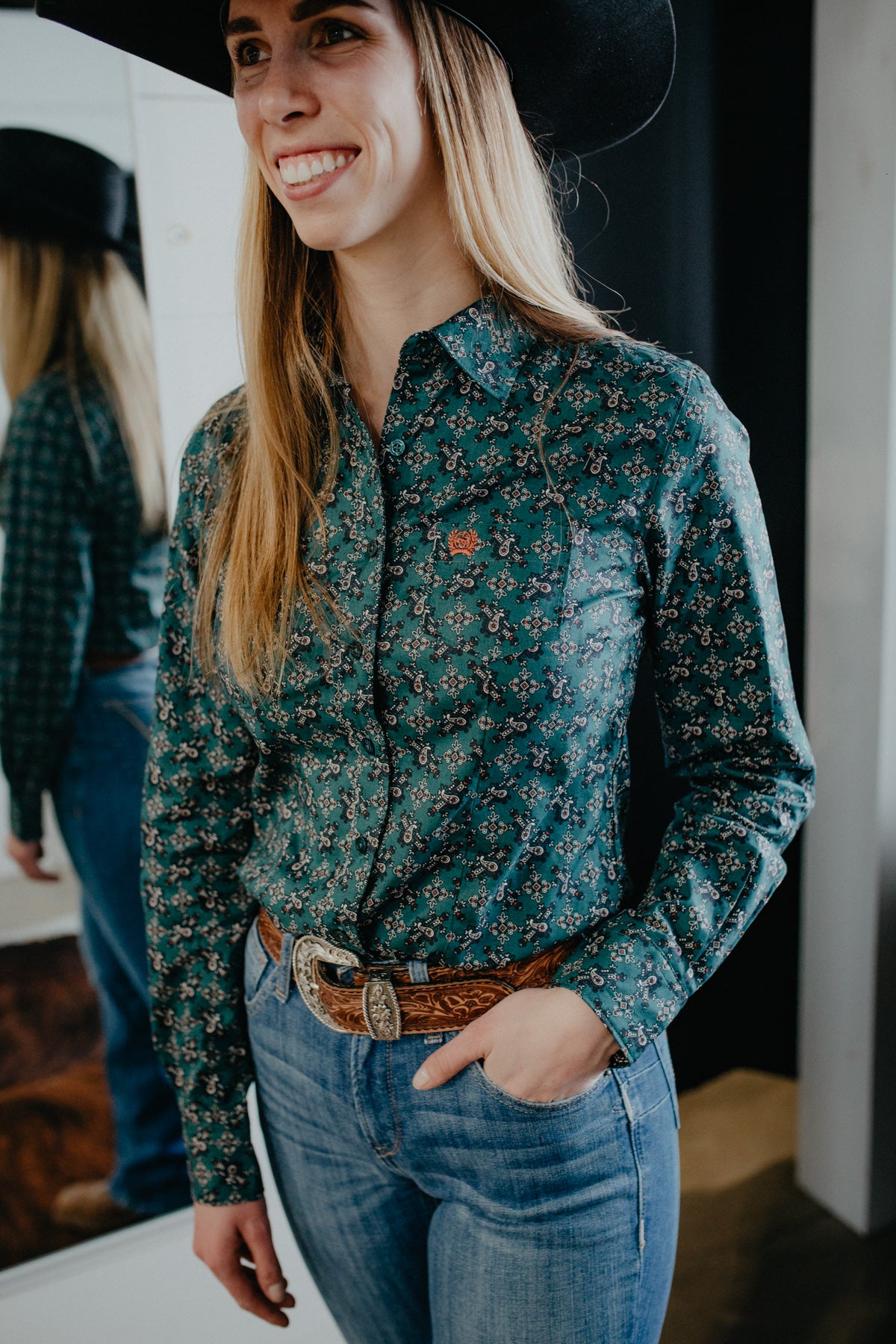 ‘Miah’ Women's Green CINCH Button Up (S-XXL)