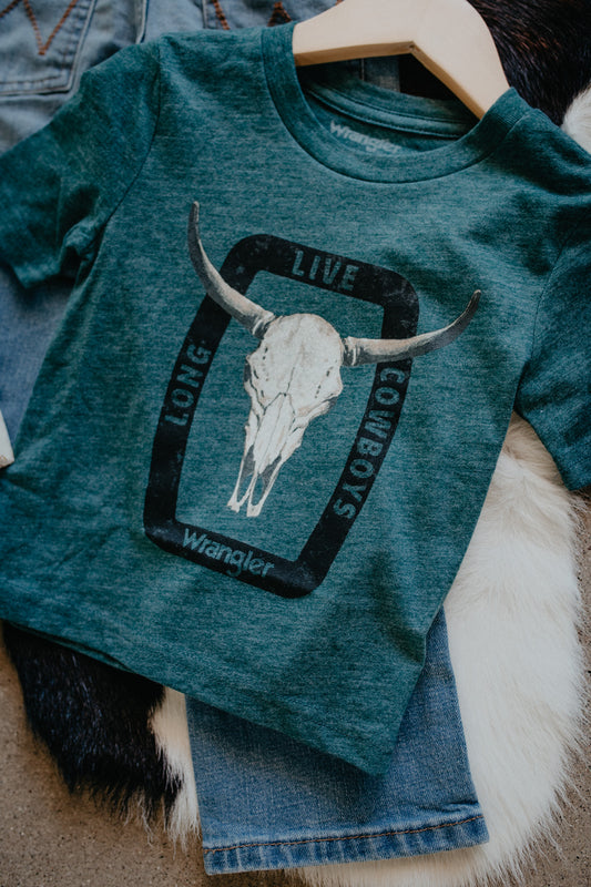 'Landon JR' Boy's Wrangler Long Live Steer Skull Tee (XXS-XL)