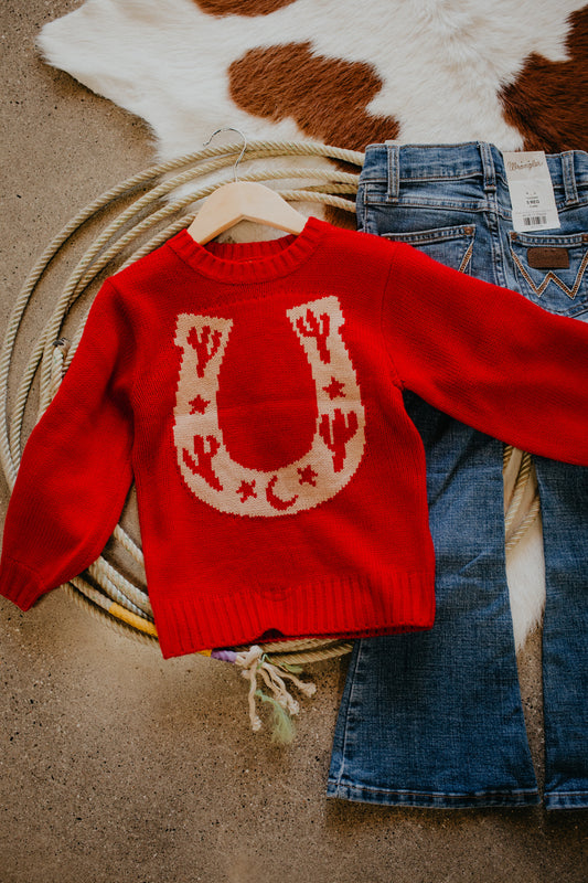 'Calypso' Girls Red Horseshoe Sweater (XS-XL)