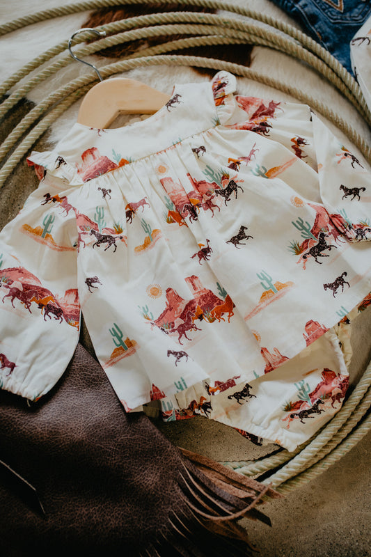 'Halle' Desert Printed Dress with Diaper Cover (0/3 - 4T)