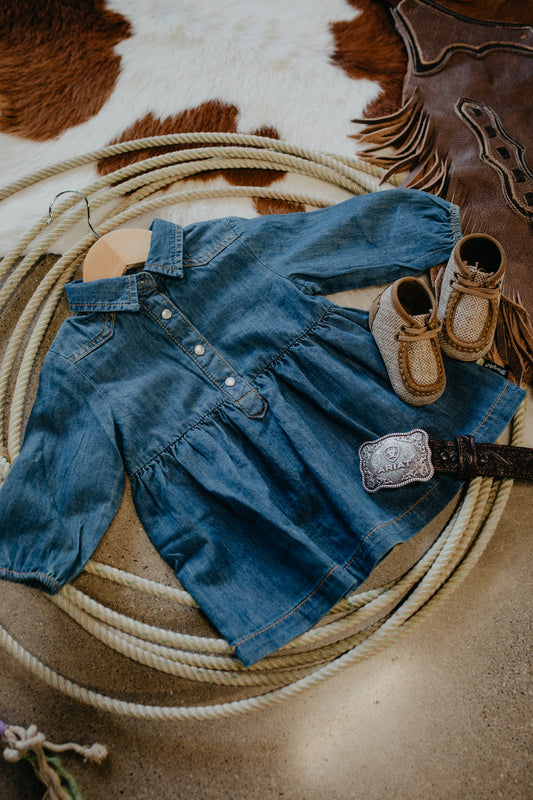 'Penelope' Wrangler Baby Girl Denim Snap Dress (0/3 & 4T)